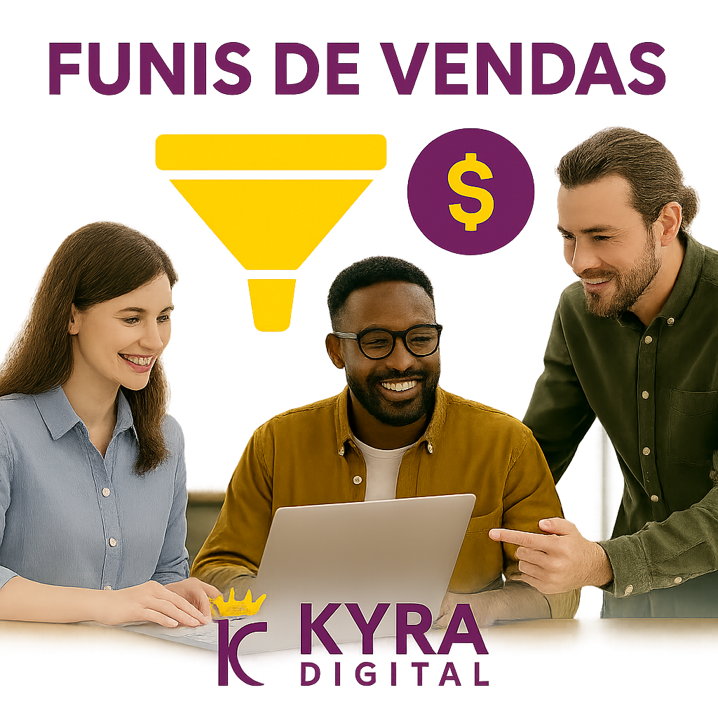 Exemplo de funil de vendas com landing pages e automações — KyraDigital